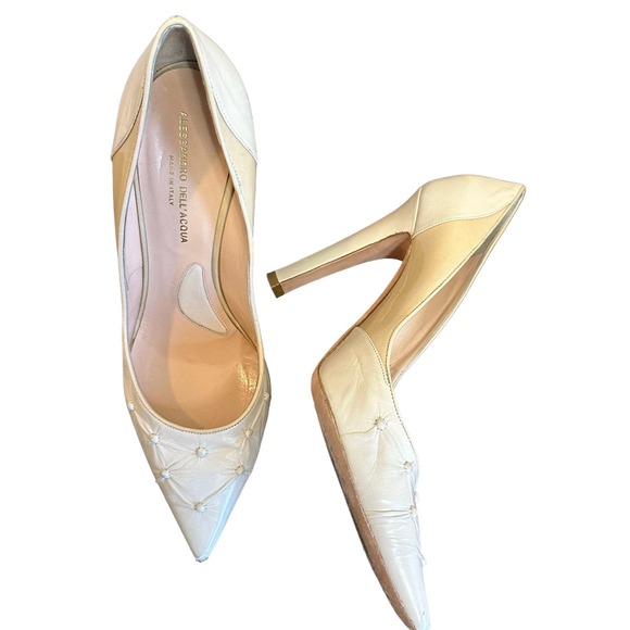Allesandro Dell'ACQUA Cream Classic Quilted Look 4.5" Heel sz 37=6/6.5 - Picture 3 of 16